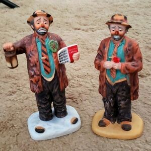 Vintage 80s/90s Emmett Kelly Christmas Caroling & Weary Willie Clown Rose.